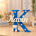 3D Sign With Teddy Bear And Stars